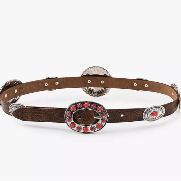 ZARA STONE LEATHER BELT - Picture 1 of 5